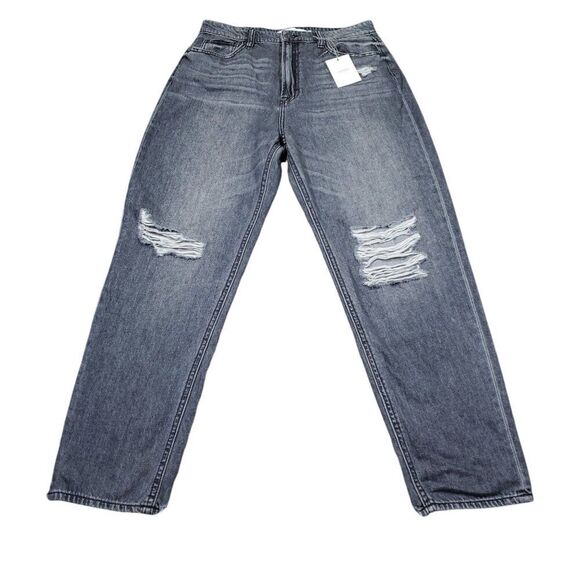 Hidden Zoey Mom Tapered Jeans Ripped High Rise Gray Busted Knee Size 30 - Picture 1 of 10